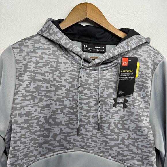 Under Armour Sweatshirt men's Small Gray Camo Pullover Storm Coldgear Loose NEW - Picture 3 of 11